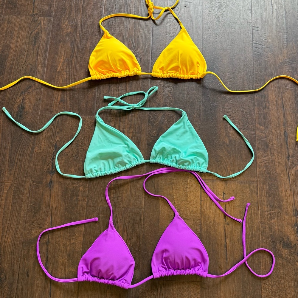 Colorful Triangle Bikini Tops Trio